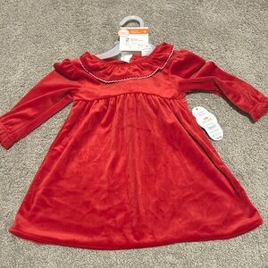 Velvet dress with tights